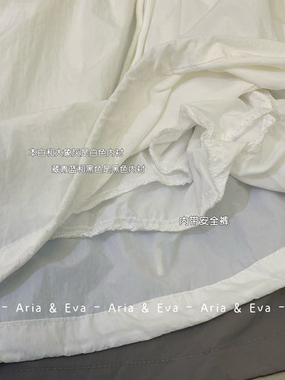 【新品】AE250758 韩系2件套 半拉链短袖上衣+抽绳半身裙