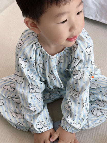 J519 竹纤维圆领长袖长裤家居服套装