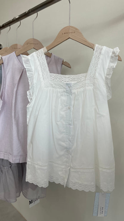 【新品】 W6402 小白花刺绣镂空上衣