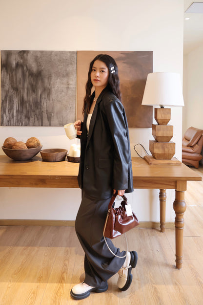 【大折扣】韩系长款皮衣 #9006