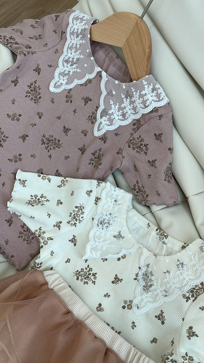 J12 蕾丝假领子碎花上衣