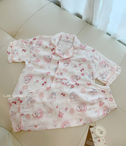 J366 翻领竹纤维短袖长裤家居服
