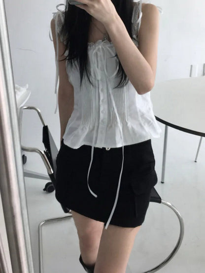 【新品】W6339蕾丝高级感收腰 无袖上衣