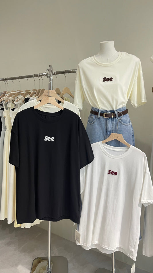 【现货】2295 字母短袖宽松Tee（男女可穿）