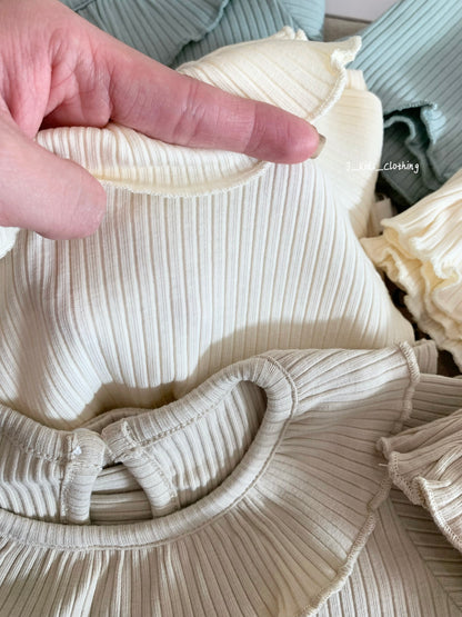 J529 北欧风MAR荷叶领长袖家居服套装