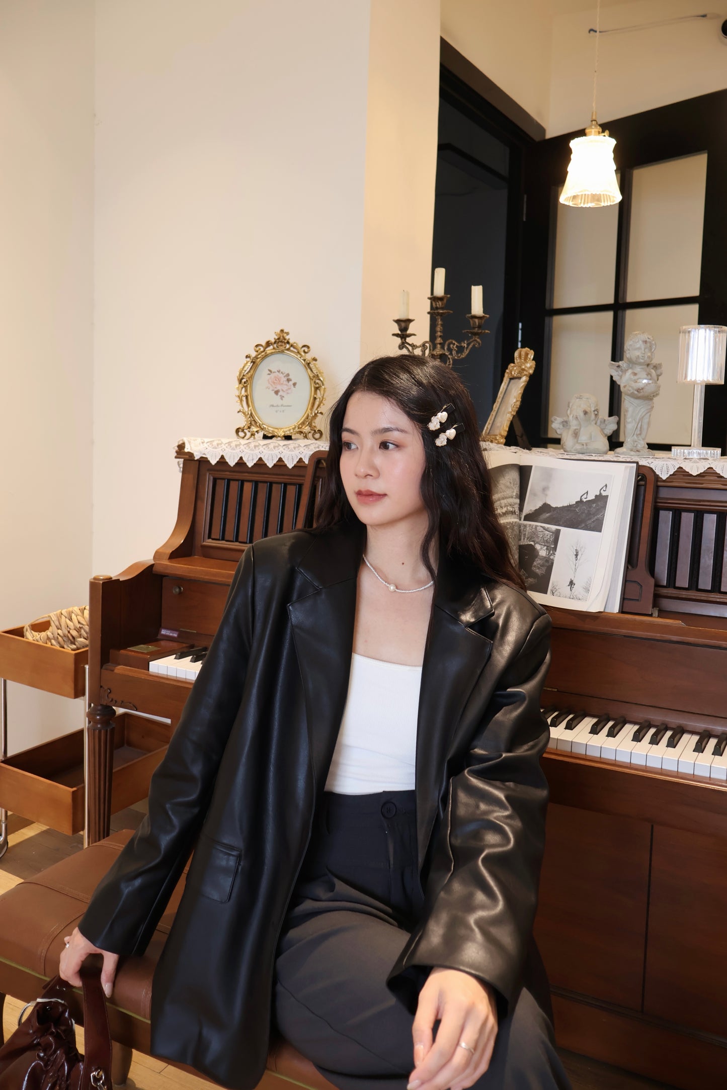 【大折扣】韩系长款皮衣 #9006