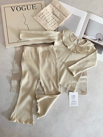 J529 北欧风MAR荷叶领长袖家居服套装