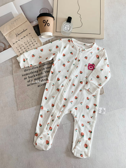 J582 卡通刺绣拉链包脚连体睡衣