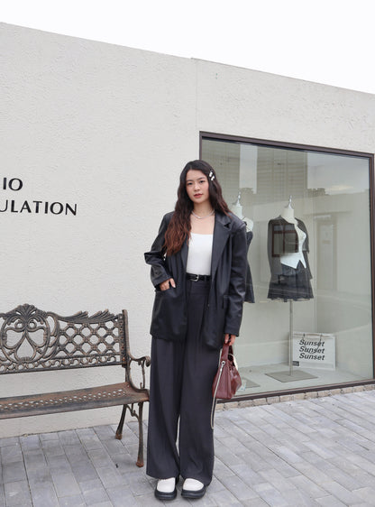 【大折扣】韩系长款皮衣 #9006