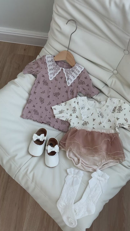 J12 蕾丝假领子碎花上衣